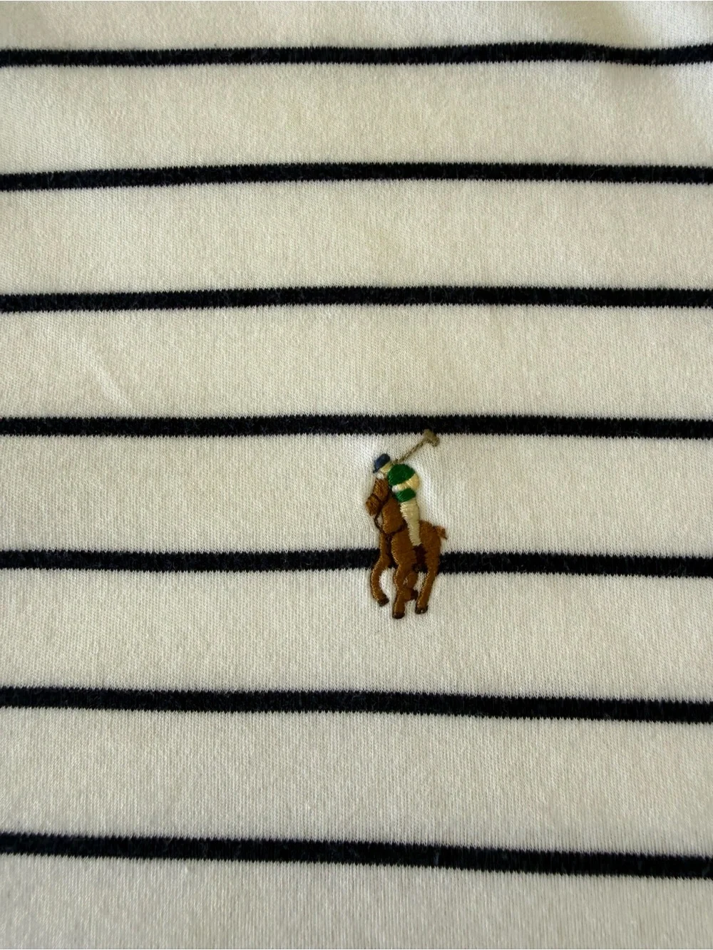 Ralph Lauren White Polo with Navy Stripes
